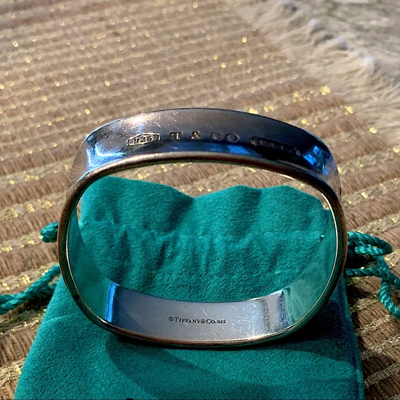 Tiffany square silver bangle